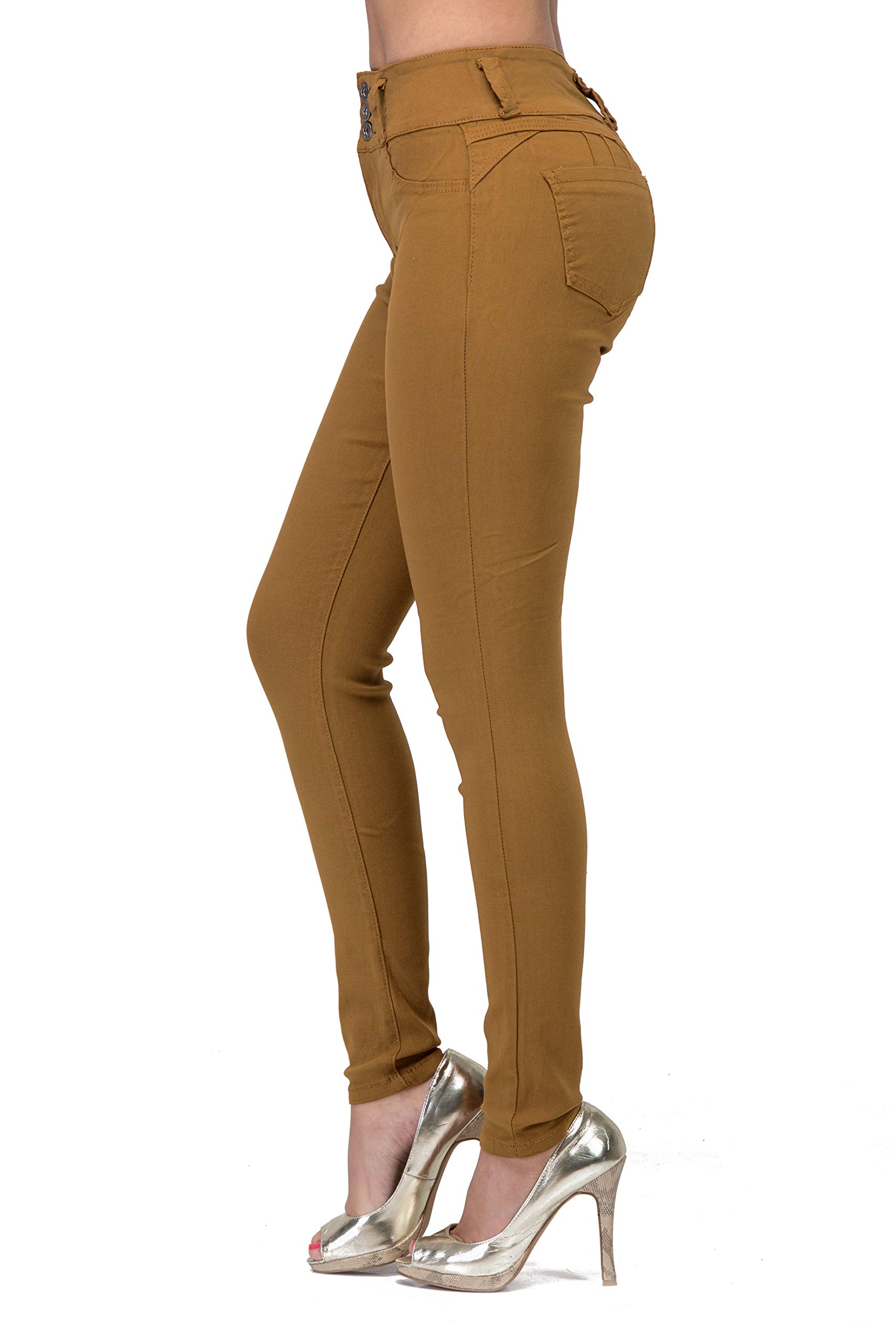 L.B FASHION Women's High Waisted Stretch Skinny Jeans - Plus Size Colored Denim Pants in Black, White & Khaki | Comfortable Everyday Wear for Casual Outfits & Office Looks