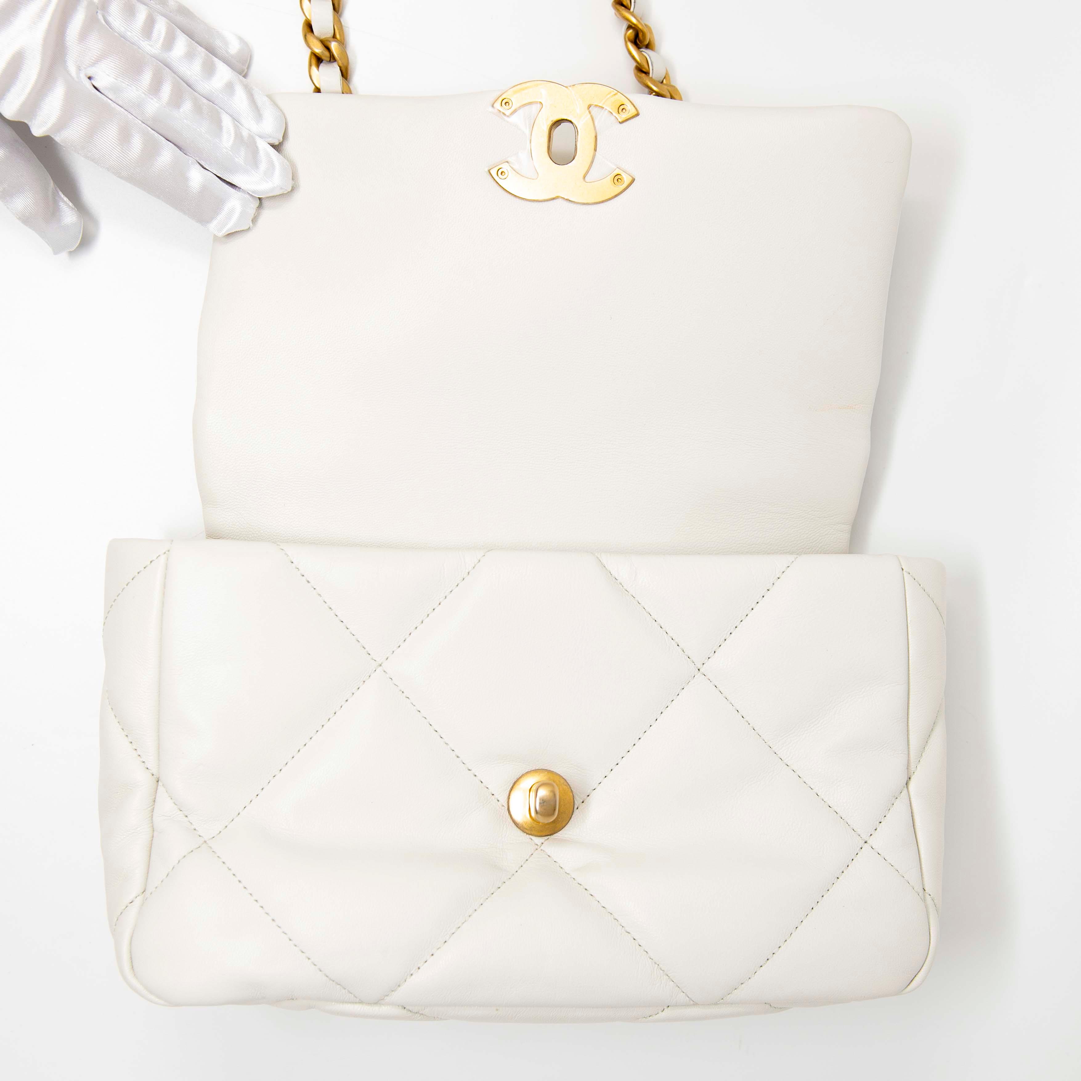 Chanel White Small 19 Flap Bag - Luxury Designer Handbag for Women | Perfect for Everyday Use, Parties & Special Occasions