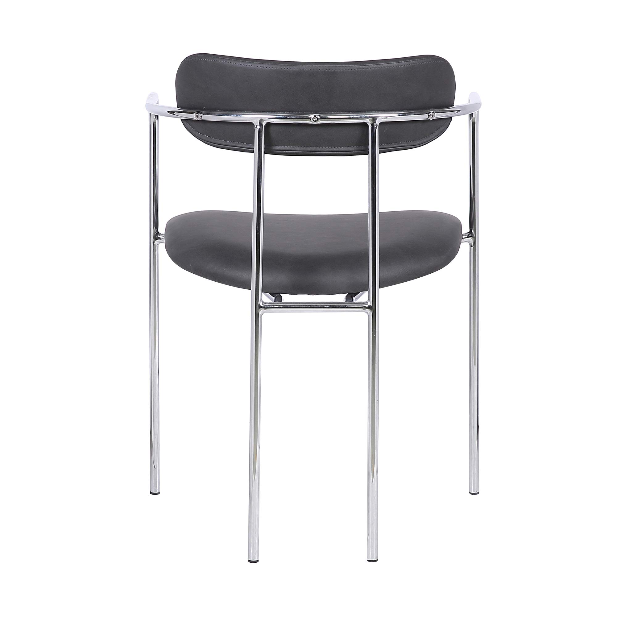 Armen Living Gwen Contemporary Faux Leather Dining Chairs - Set of 2, 29 Inch Height, Grey - Perfect for Kitchen, Dining Room, and Home Office Seating