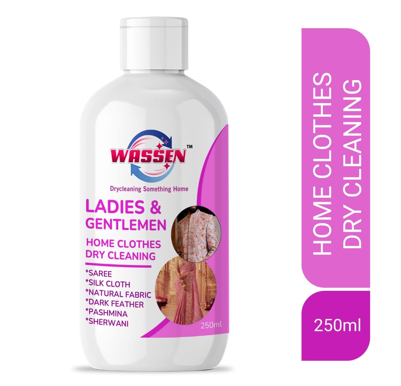 WASSEN Liquid Laundry Detergent for Delicate Fabrics - Gentle on Silk, Wool, Saree & Traditional Clothes - Hand & Machine Wash Safe (250ml) - Perfect for Silk Care, Wool Garments & Ethnic Wear