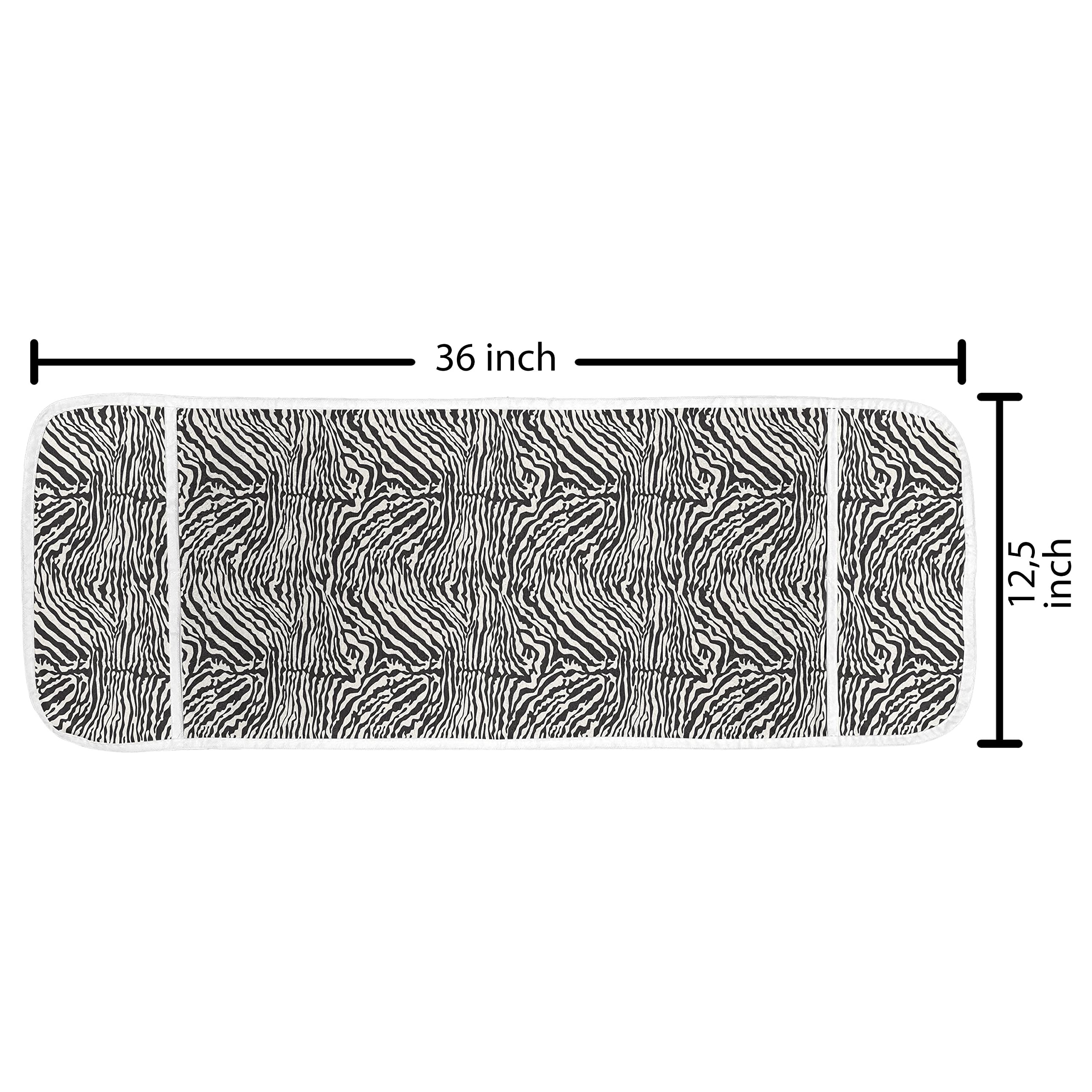 Ambesonne Zebra Print Microwave Cover - Waterproof Kitchen Organizer with Pockets, 36x12 Inches, Charcoal Grey & Off White - Perfect for Modern Kitchens & Home Decor