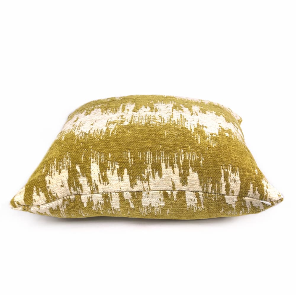Ziggy Mustard Yellow Chenille Pillow Cover with Jagged Stripes - Soft Decorative Throw Pillow Case for Sofa, Bed, Couch & Home Decor