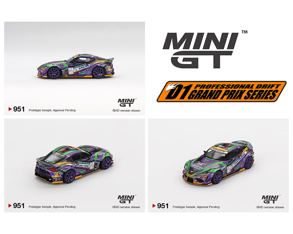 PREORDER MINI GT 1:64 Scale Toyota GR Supra KUHL 2021 D1GP Evangelion Racing Diecast Model Car - Japan Exclusive Collectible for Anime Fans & Car Enthusiasts | Perfect for Display, Racing Collections & Evangelion Merchandise