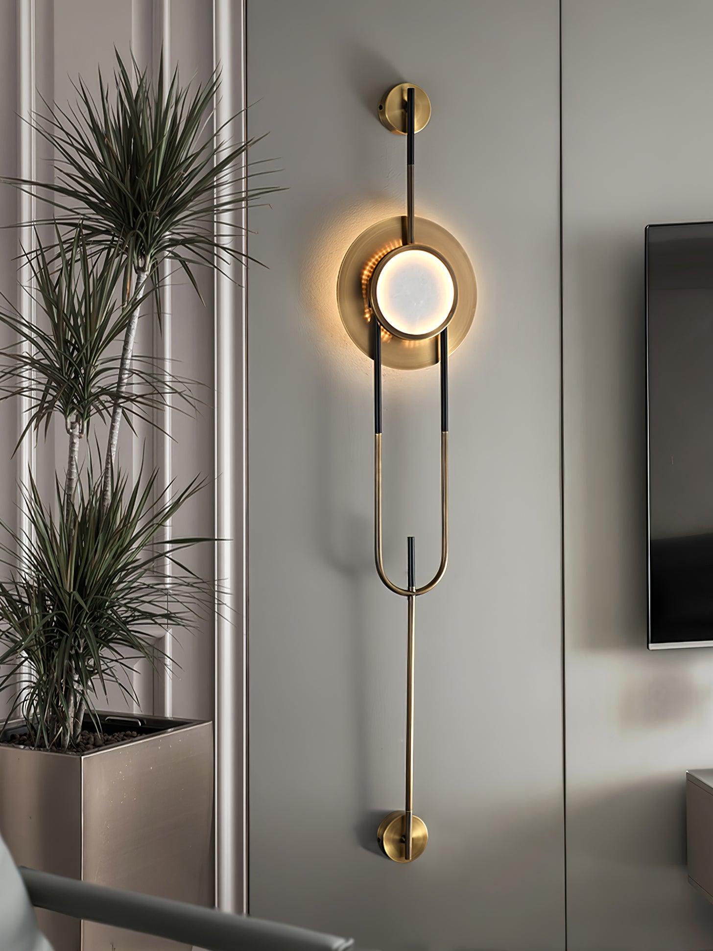 Modern Circular Marble Wall Light - Sleek LED Sconce for Living Room, Bedroom & Hallway - Dimmable Ambient Lighting for Home Decor