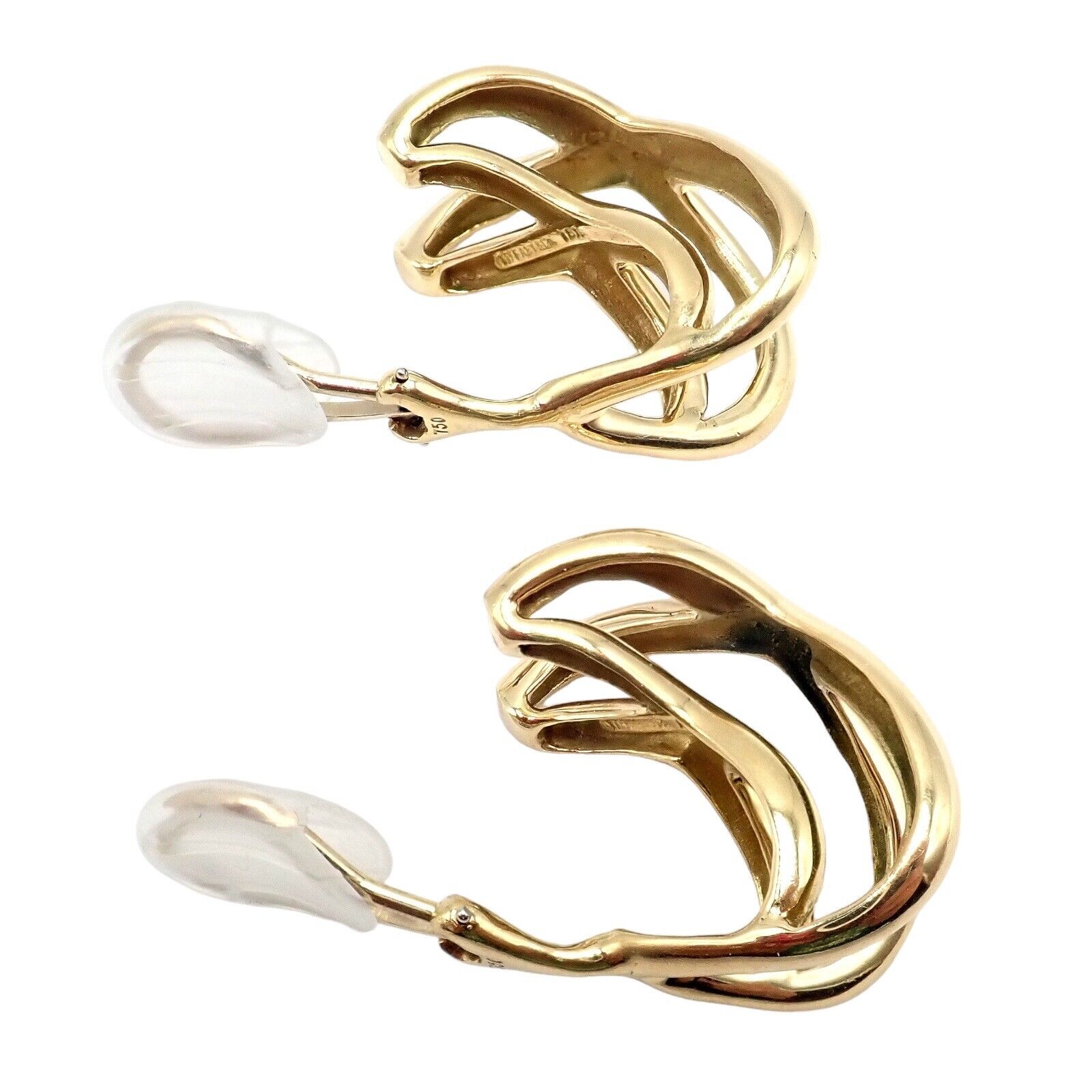 Vintage Tiffany & Co Claflin 18k Yellow Gold Large Double X Crisscross Earrings - Luxury Statement Jewelry for Women, Perfect for Weddings & Special Occasions
