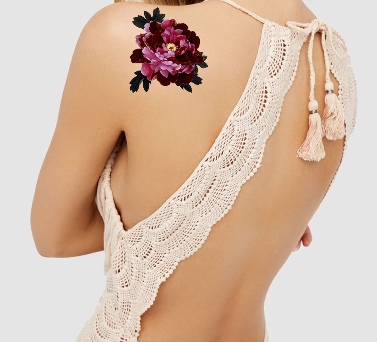 Waterproof Temporary Tattoo Stickers for Men & Women - 3D Realistic Flowers, Butterflies, Stars, Angels, Wolves & Armband Designs (19x9cm) | Perfect for Parties, Halloween, Cosplay & Body Art