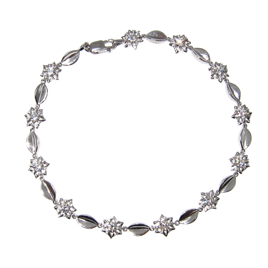 Platinum Diamond Bracelet for Women - Elegant Floral Leaf Design with Genuine Diamonds | Perfect for Weddings, Anniversaries & Special Occasions