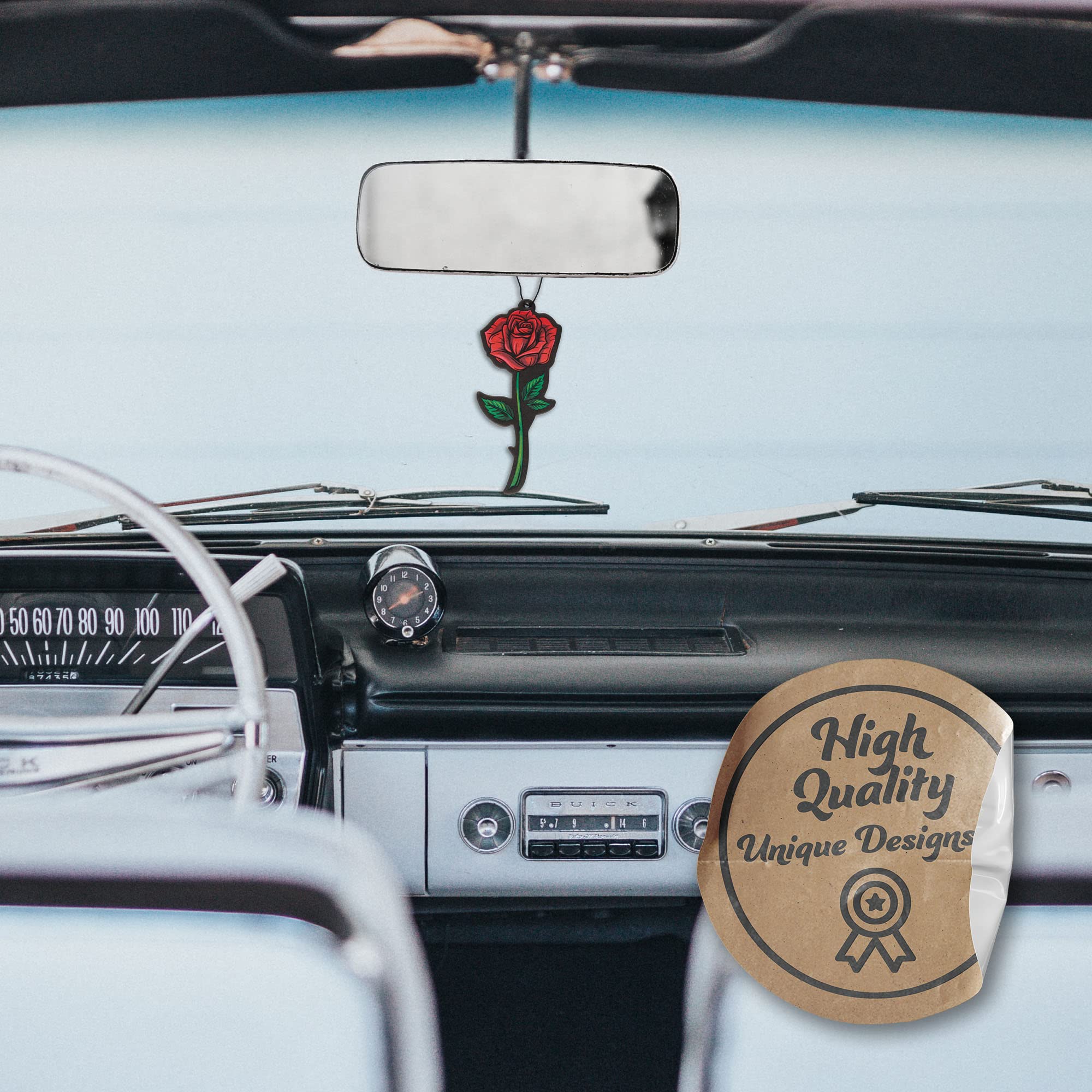 Fresh Fresheners Rose Essential Oil Car Air Freshener 3 Pack - Long Lasting Natural Scent for Cars, Office & Home | Aromatherapy & Odor Eliminator