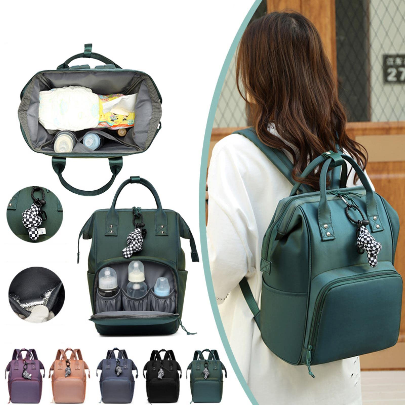 **ASHEET Large Capacity Waterproof Diaper Bag Backpack - Multi-Function Baby Changing Bag for Moms, Stroller & Travel - Perfect for Outdoor, Park & Daily Use**