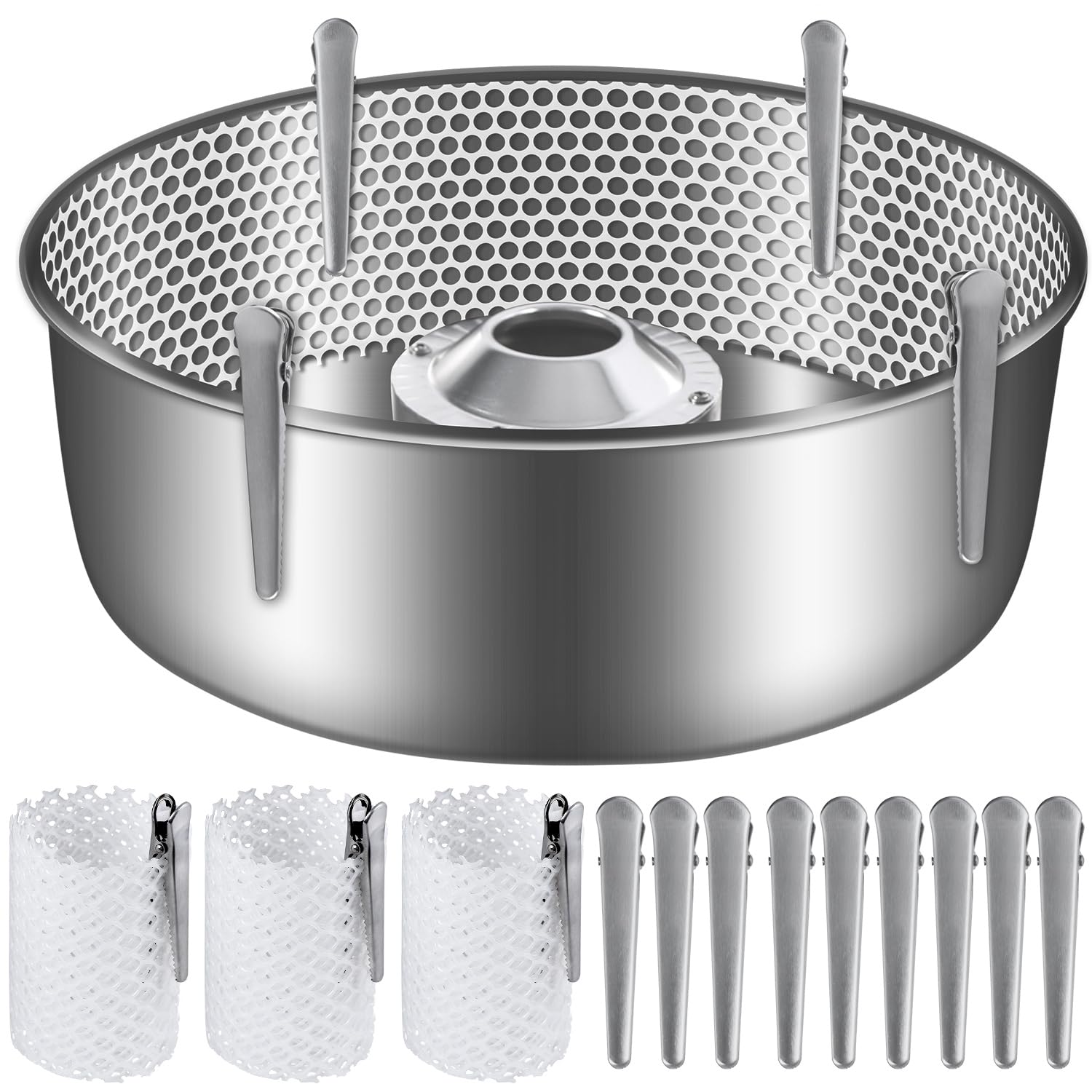 3-Piece Cotton Candy Mesh & Clip Stabilizer Kit - 12 Reusable Clips for Cotton Candy Machines | Candy Making Supplies for Parties, Carnivals & Home Use