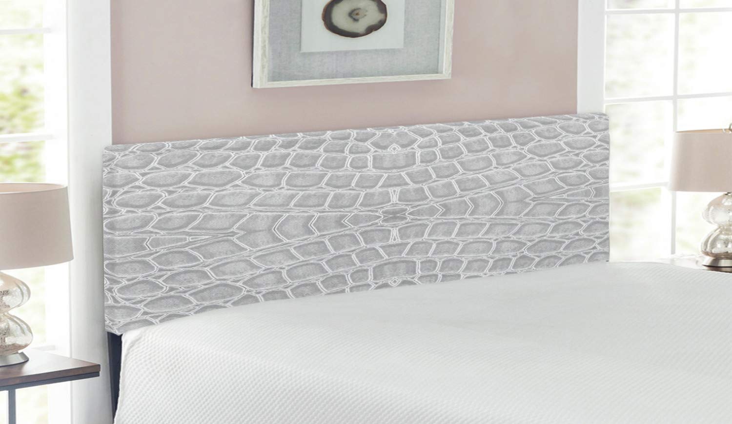 Premium Crocodile Leather Pattern Upholstered Headboard - Queen Size Pale Grey Memory Foam Bed Headboard with Fashionable Animal Print Design | Perfect for Modern Bedroom Decor & Luxury Master Suite Upgrade