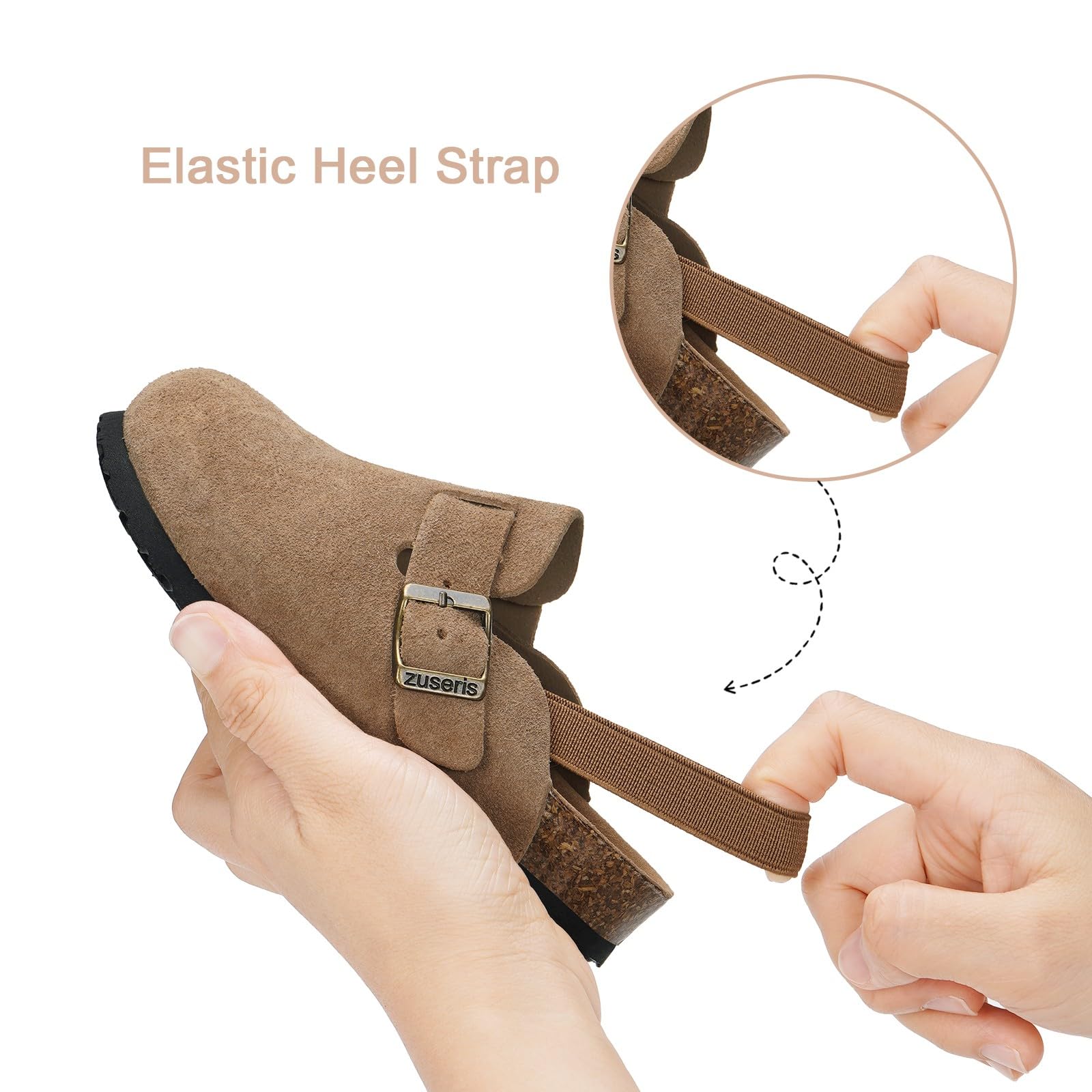 **ZUSERIS Kids Suede Clogs for Toddlers - Adjustable Buckle Leather Slip-On Mules with Cork Footbed - Comfortable Sandals for Boys & Girls | Perfect for Playtime, School & Outdoor Adventures**