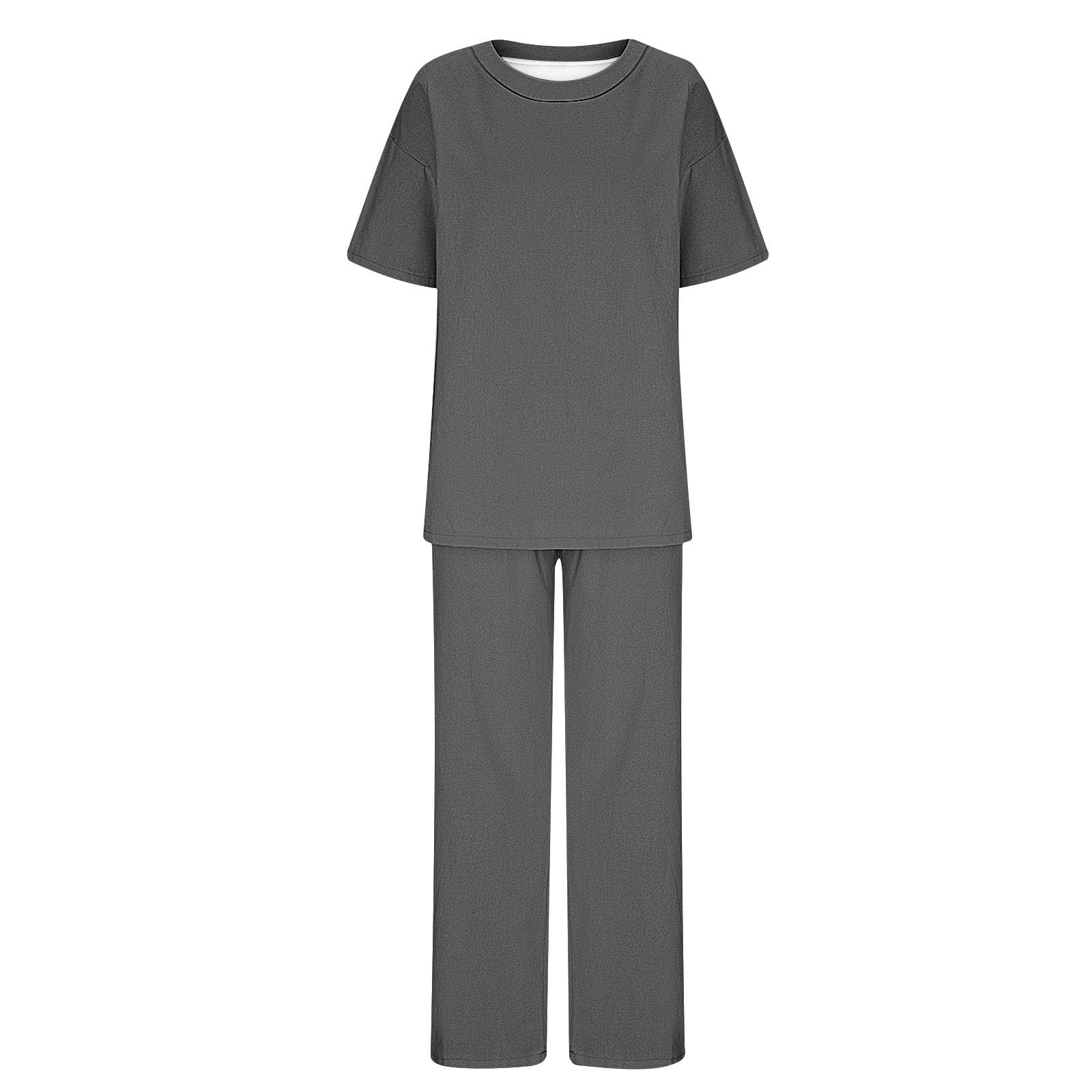 Women's 2 Piece Lounge Set - Short Sleeve Pullover Top & Wide Leg Pants Matching Loungewear Outfit | Soft Casual Tracksuit for Home, Yoga & Relaxation