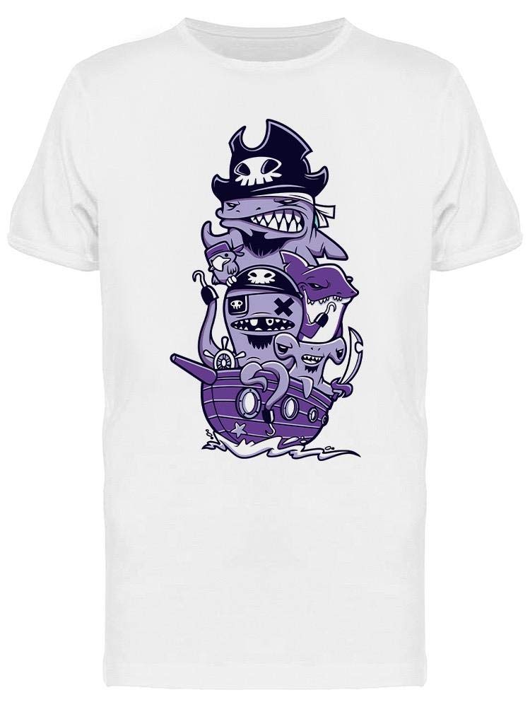 Men's Pirate Octopus and Shark Graphic T-Shirt - Cool Casual Tee for Summer, Beach, and Outdoor Adventures