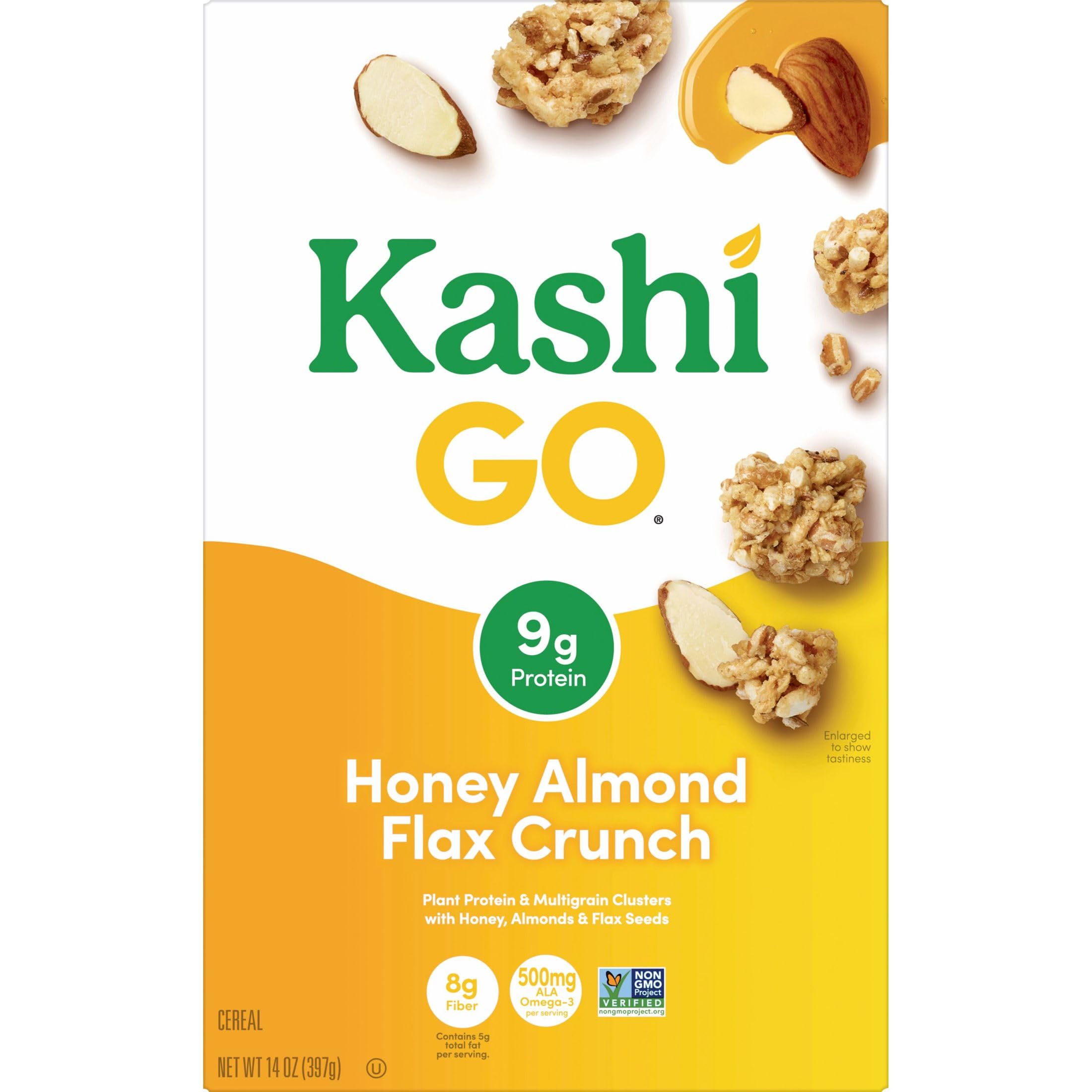 Kashi GO Breakfast Cereal - High Fiber Honey Almond Flax Crunch (14oz Box) | Healthy Family Breakfast | Perfect for Busy Mornings & On-the-Go Snacking