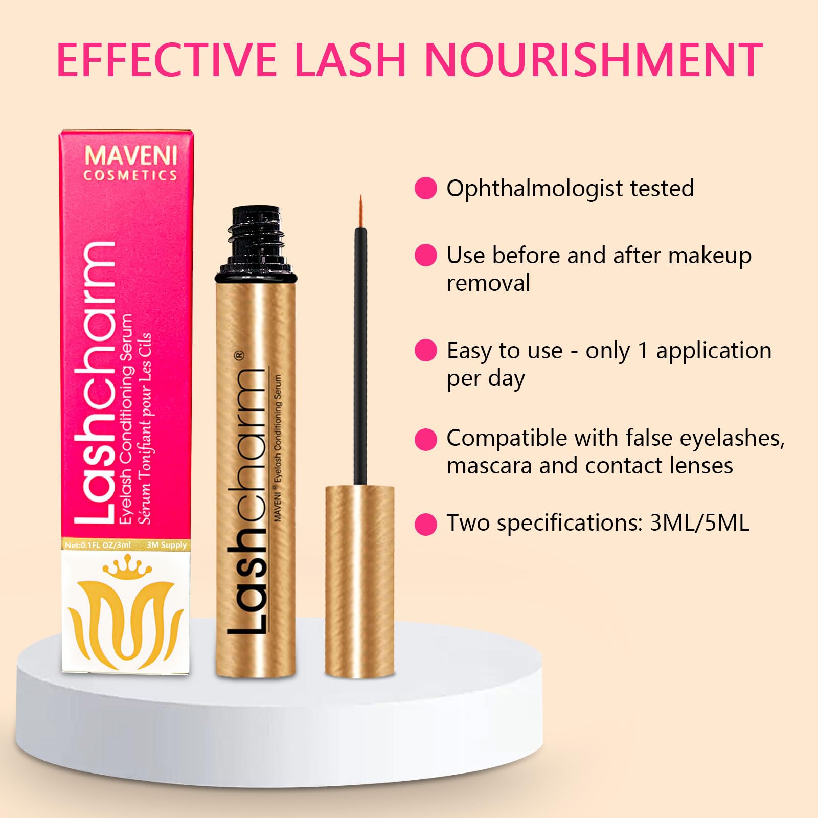 Premium Eyelash Growth Serum for Women - Fast & Effective Lash Enhancing Treatment for Longer, Fuller & Denser Lashes - 0.1 Fl Oz (Pack of 1) - Perfect for Daily Use & Special Occasions