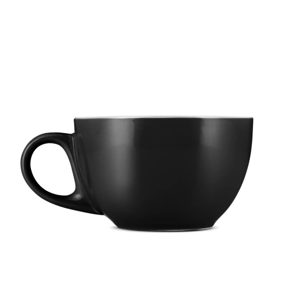 Premium Black Porcelain Latte Cup & Saucer Set - 8oz (252ml) for Espresso & Coffee - Perfect for Home Cafes, Coffee Shops & Gifts