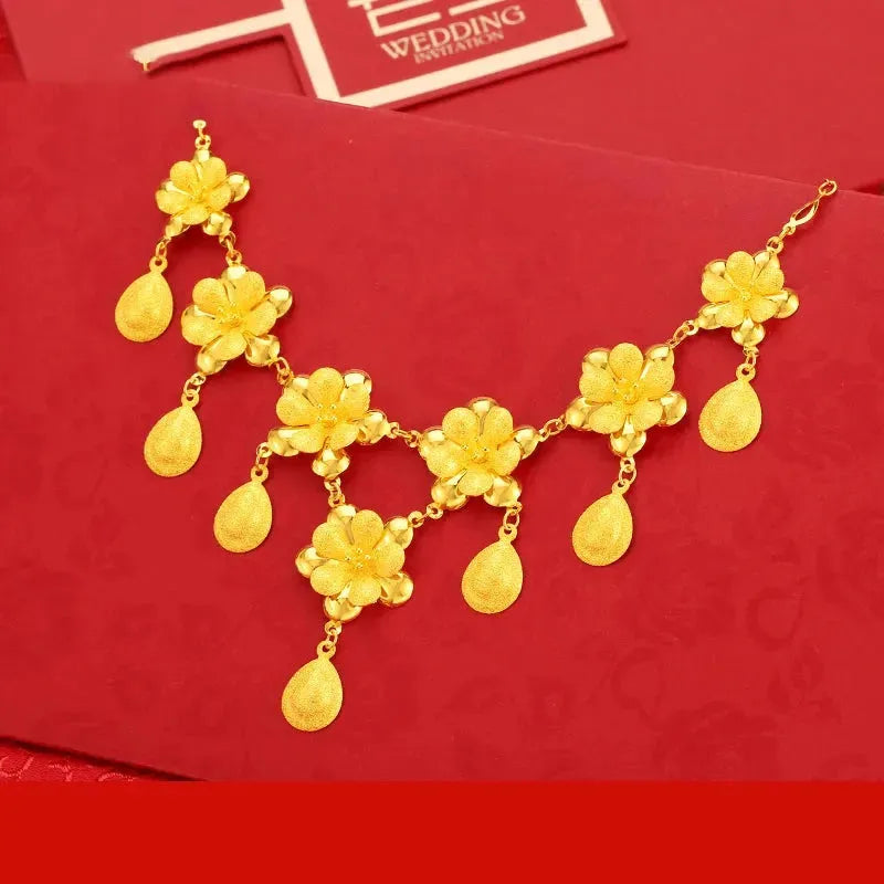 24K Pure Gold Necklace Real AU 999 Solid Gold Chain - Elegant Classic Jewelry for Women, Trendy Party & Wedding Accessories, Luxury Gift for Her 2023
