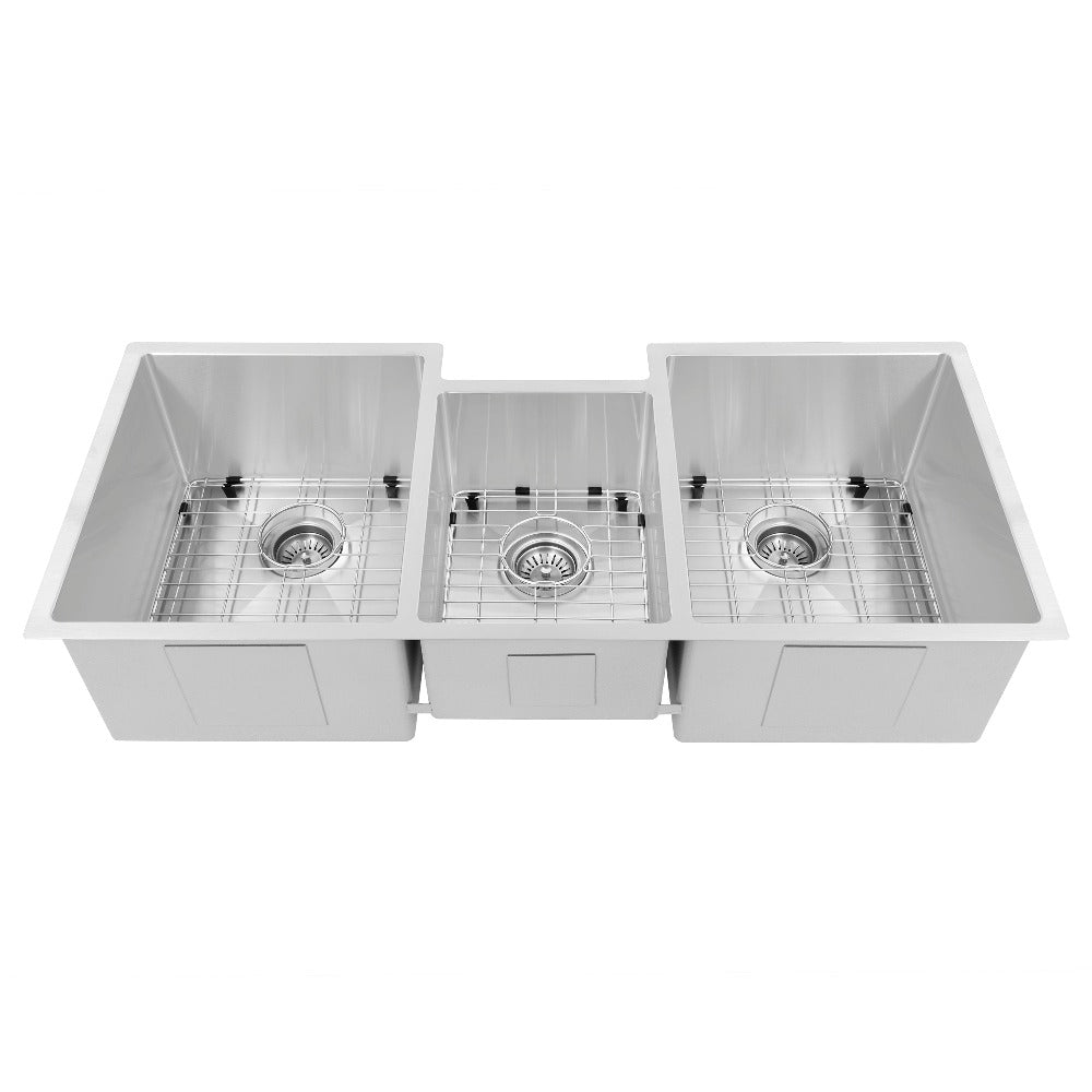 ZLINE Breckenridge 45-Inch Undermount Triple Bowl Stainless Steel Kitchen Sink with Bottom Grid & Accessories (SLT 45) - Perfect for Large Kitchens, Commercial Use & Heavy-Duty Food Prep