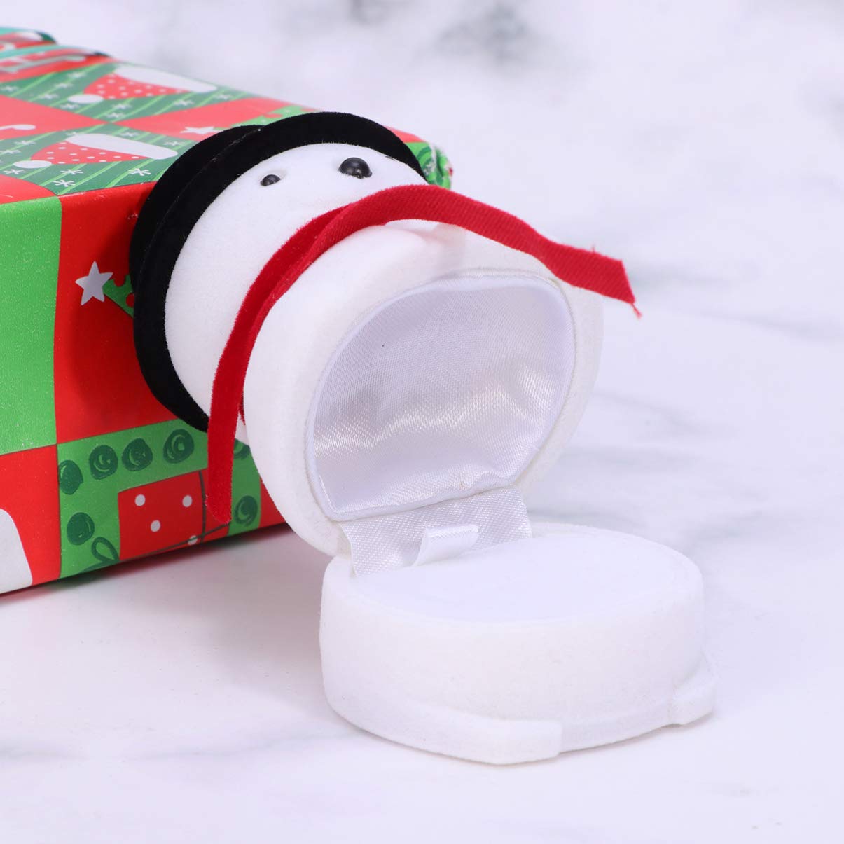 Amosfun Earring Case & Jewelry Box - Christmas Snowman Design Ring Holder for Engagement, Wedding, Xmas Party - Perfect for Jewelry Storage & Gift Giving