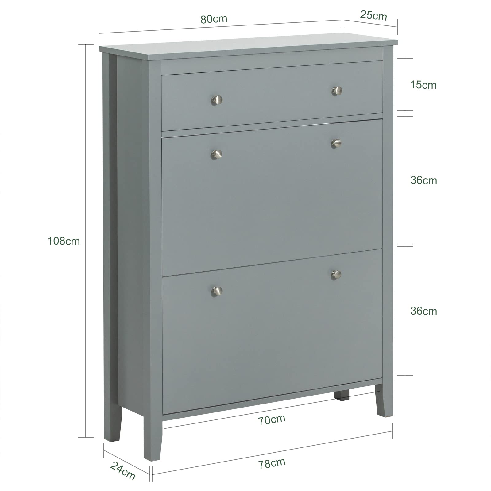 Haotian Narrow Shoe Storage Cabinet with 1 Drawer & 2 Flip Drawers - Grey Entryway Shoe Rack Organizer for Hallway, Living Room (31.5