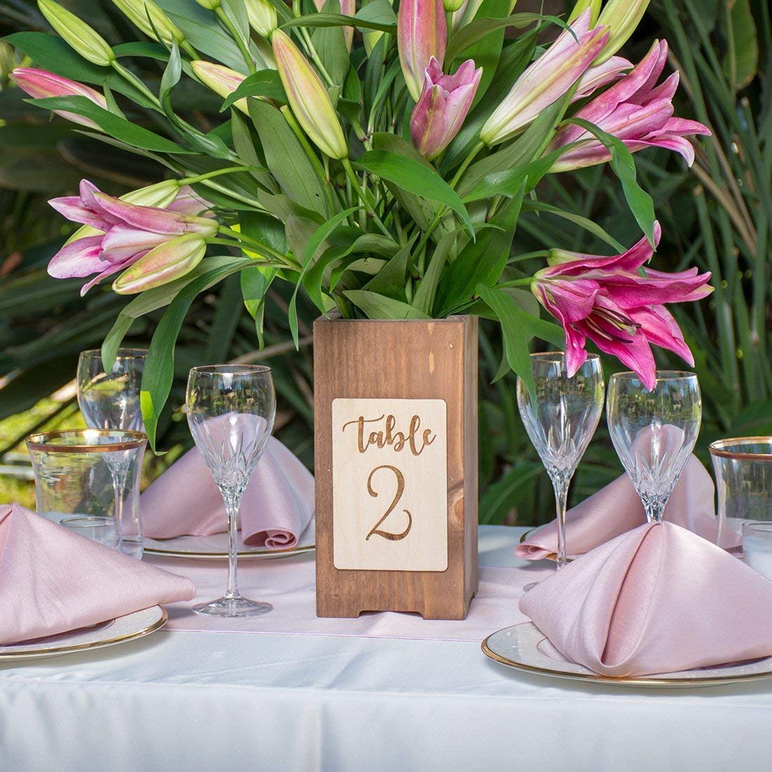 Rustic Wooden Table Number Plaque - Wedding Centerpiece, Vase Holder, Planter Box - Perfect for Rustic Weddings, Home Decor, and DIY Floral Arrangements