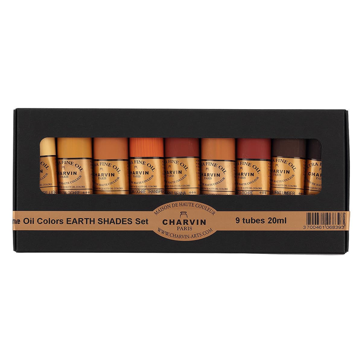 Charvin Extra Fine Professional Artist Oil Paint Set - 9 Earth Tones (20ml Tubes) | Triple-Milled for Smooth Texture | Poppy Oil-Based & Lightfast | Handmade Oil Colors for Professional Artists | Perfect for Landscape, Portrait & Still Life Painting