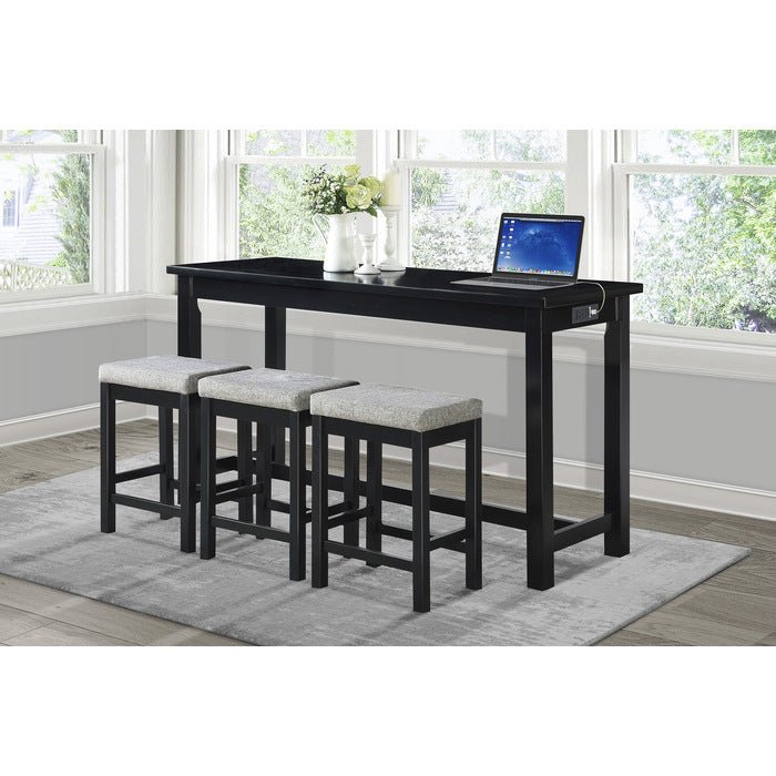 Black Counter Height Dining Table with Built-in USB Charging Ports - Perfect for Small Spaces, Kitchens & Breakfast Nooks