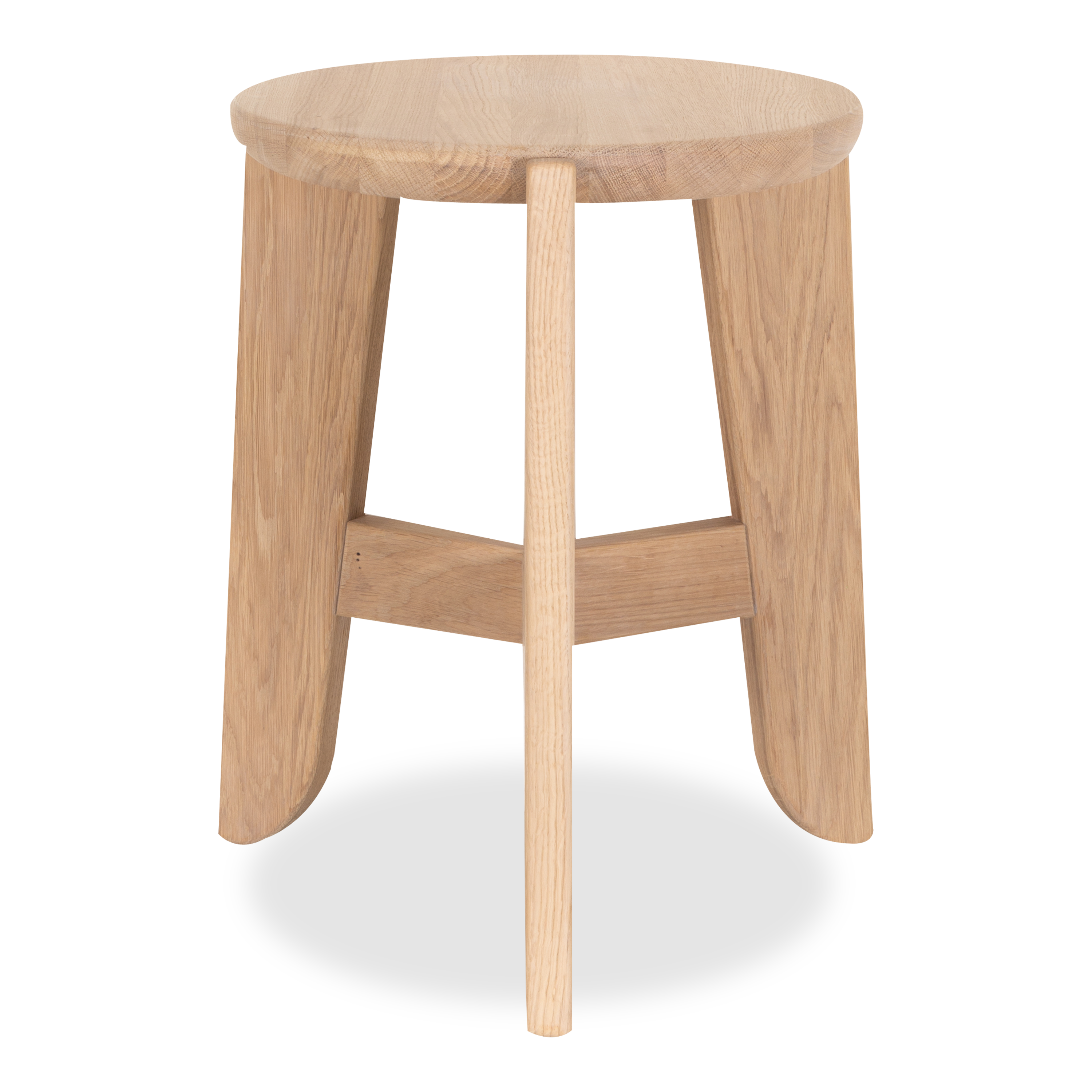 Solid Oak Wood Stool - Rustic Bar Stool with Backrest - Handcrafted Wooden Stool for Kitchen, Dining Room & Pub - Durable & Comfortable Seating Furniture for Home & Commercial Use