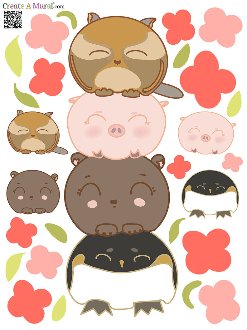 Cute Animal Wall Decals for Kids Room Decor - Adhesive Removable Wall Stickers for Nursery, Bedroom & Playroom - Perfect for Home, School & Office Decorations