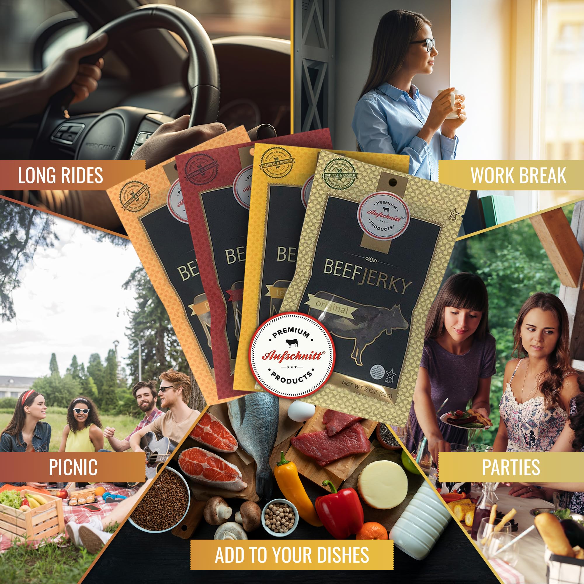 Premium Grass Fed Beef Jerky - Low Sodium, Kosher Certified, Keto & Halal Friendly - 24 Pack Variety Assortment - Perfect for Snacking, Hiking, Travel & Protein Boost - Made in USA