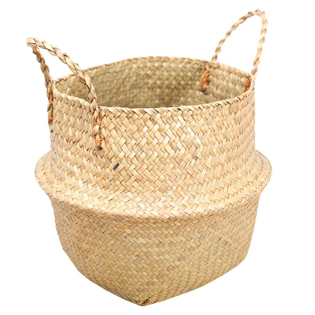 Handwoven Bamboo Storage Basket - Decorative Laundry Basket, Toy Organizer, Planter & Beach Bag | Portable & Multipurpose for Home, Garden & Travel