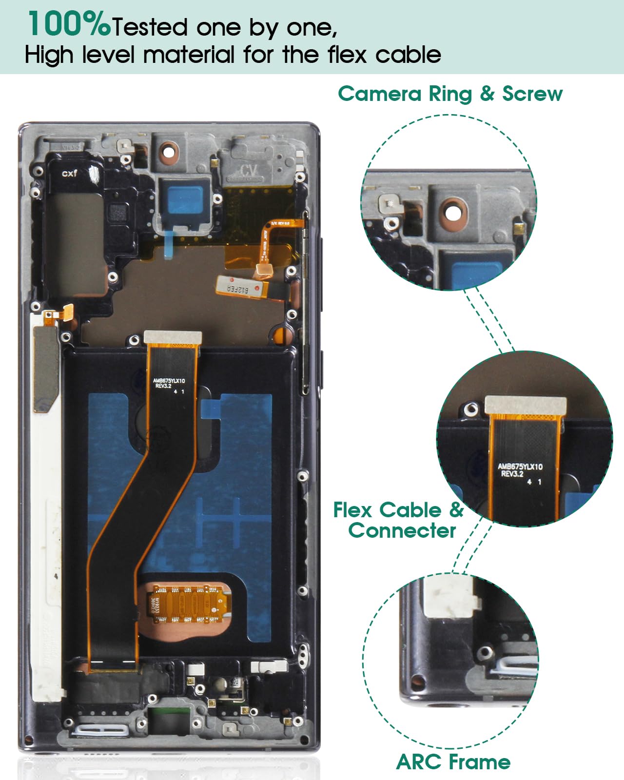 OLED Screen Replacement for Samsung Galaxy Note 10 Plus (SM-N975/SM-N976) 4G/5G LCD Touch Screen Digitizer Assembly with Frame - Black | Repair Kit for Cracked or Damaged Display | Perfect for DIY Phone Fixes & Professional Repairs
