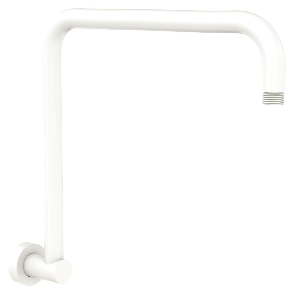 Fienza 422111MW Kaya Round Fixed Gooseneck Shower Arm in Matte White - Durable Bathroom Fixture for Modern Showers & Spa-Like Experience