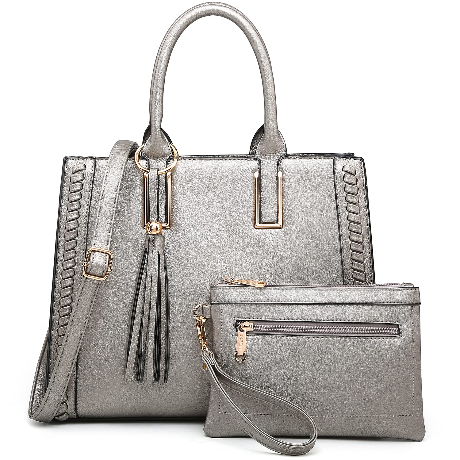 Dasein Vegan Leather Handbags for Women - Stylish Satchel Shoulder Bags & Matching Clutch Set | Perfect Work Tote & Everyday Purse for Office, Travel & Shopping