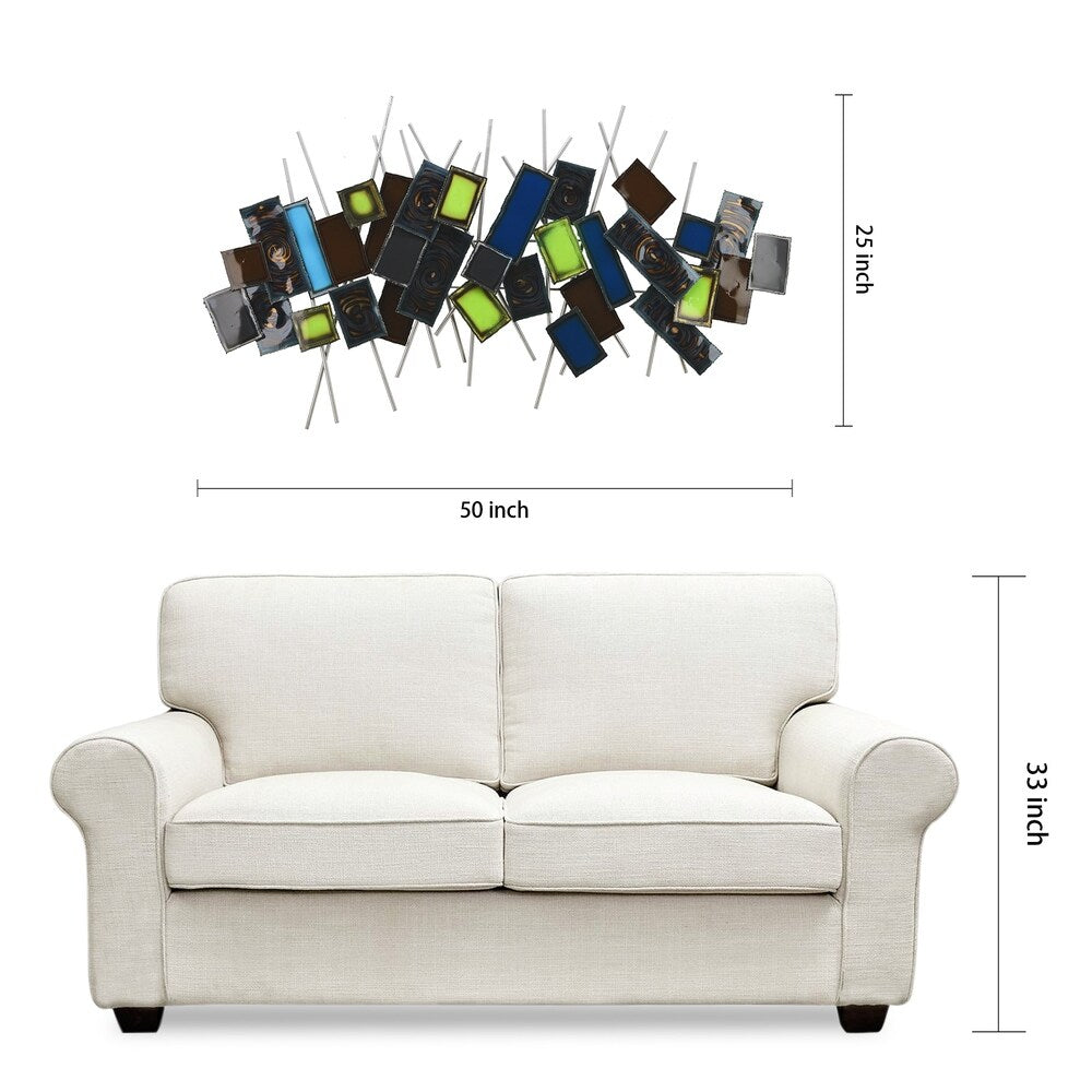 Hand-Painted Etched Metal Wall Art Sculpture - Abstract Modern Home Decor for Living Room, Bedroom & Office