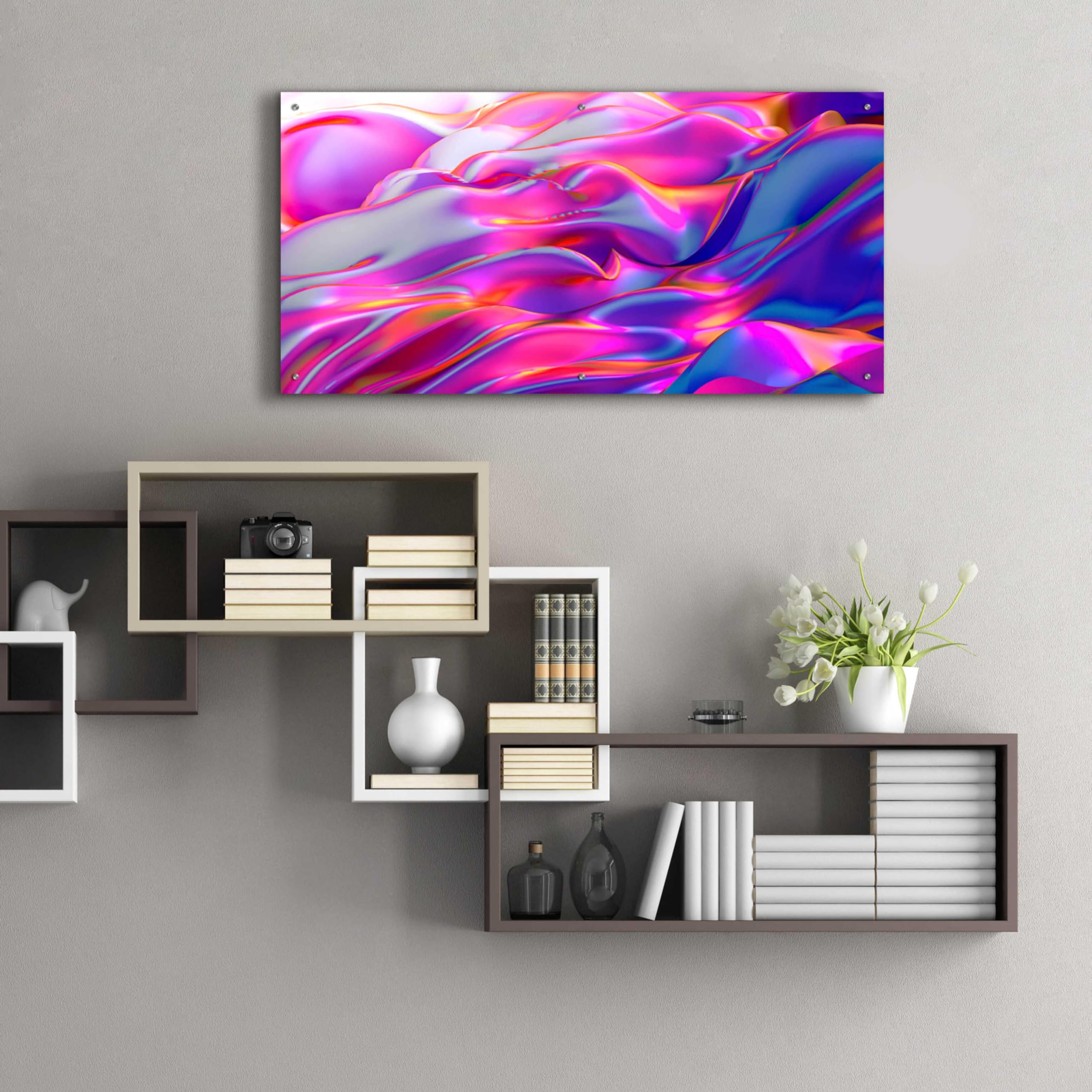 Epic Art 'Silk Dessert' Acrylic Glass Wall Painting - 48x24 Inches Modern Home Decor for Living Room, Bedroom & Office