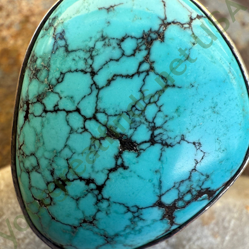 Sterling Silver Spider Web Turquoise Ring for Women - Size 8.5 - Handmade Boho Jewelry for Everyday Wear & Special Occasions