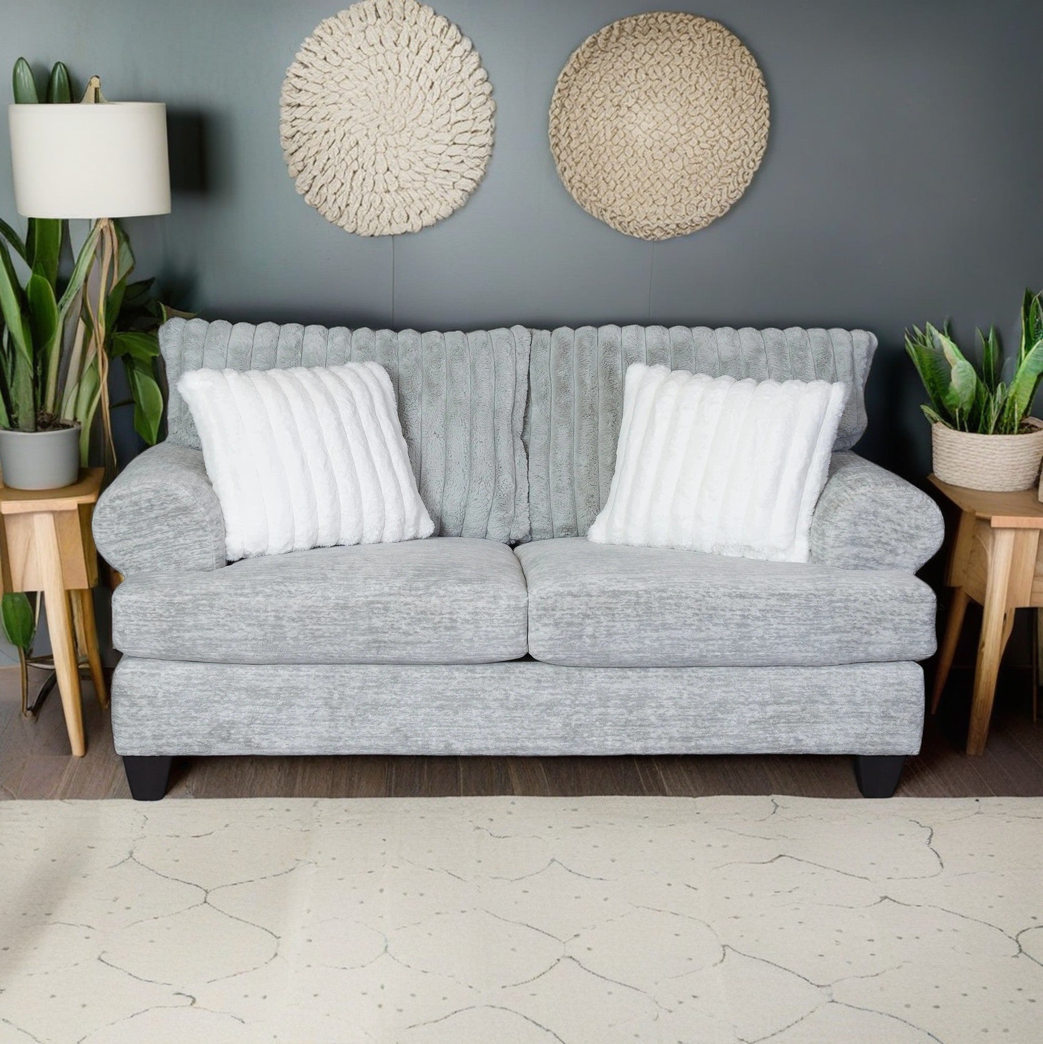 Oasis Transitional Stationary Loveseat in Galactic Oyster - Modern Small Sofa for Living Room, Apartment & Office - Perfect for Relaxing, Entertaining & Small Spaces
