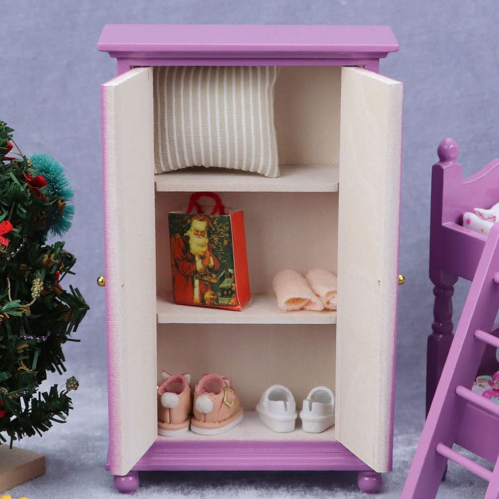 iBasenice Miniature Doll House Wardrobe - Wooden Doll Closet Toy for 1:12 Scale Dollhouse Furniture, DIY Miniature House Kit for Kids & Collectors - Perfect for Dollhouse Decor, Role Play & Display
