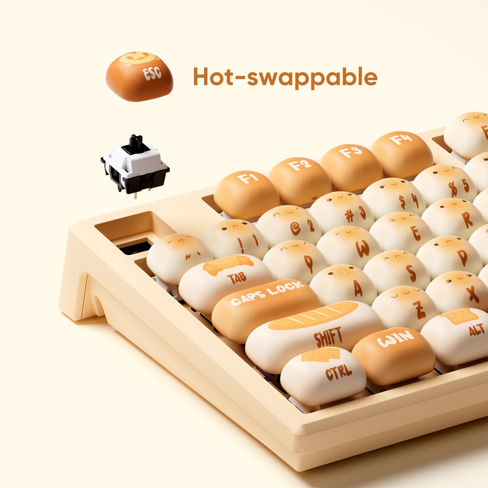 AKKO x MG108B Bun Wonderland Hot-Swappable Mechanical Gaming Keyboard - 108 Key Multi-Mode (Wired/Bluetooth/2.4G) with PBT Dye-Sub MOG Profile Keycaps, Pre-Lubed Piano Switch - Perfect for PC Gaming, Office Work & Typing Enthusiasts