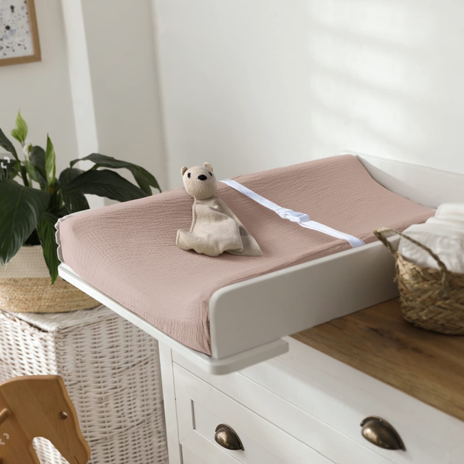 Lulumoon Baby Changing Pad Cover - Soft Muslin Diaper Changing Table Pad Cover for Boys & Girls | Waterproof, Breathable Nursery Changing Station Accessory for Home & Travel Use