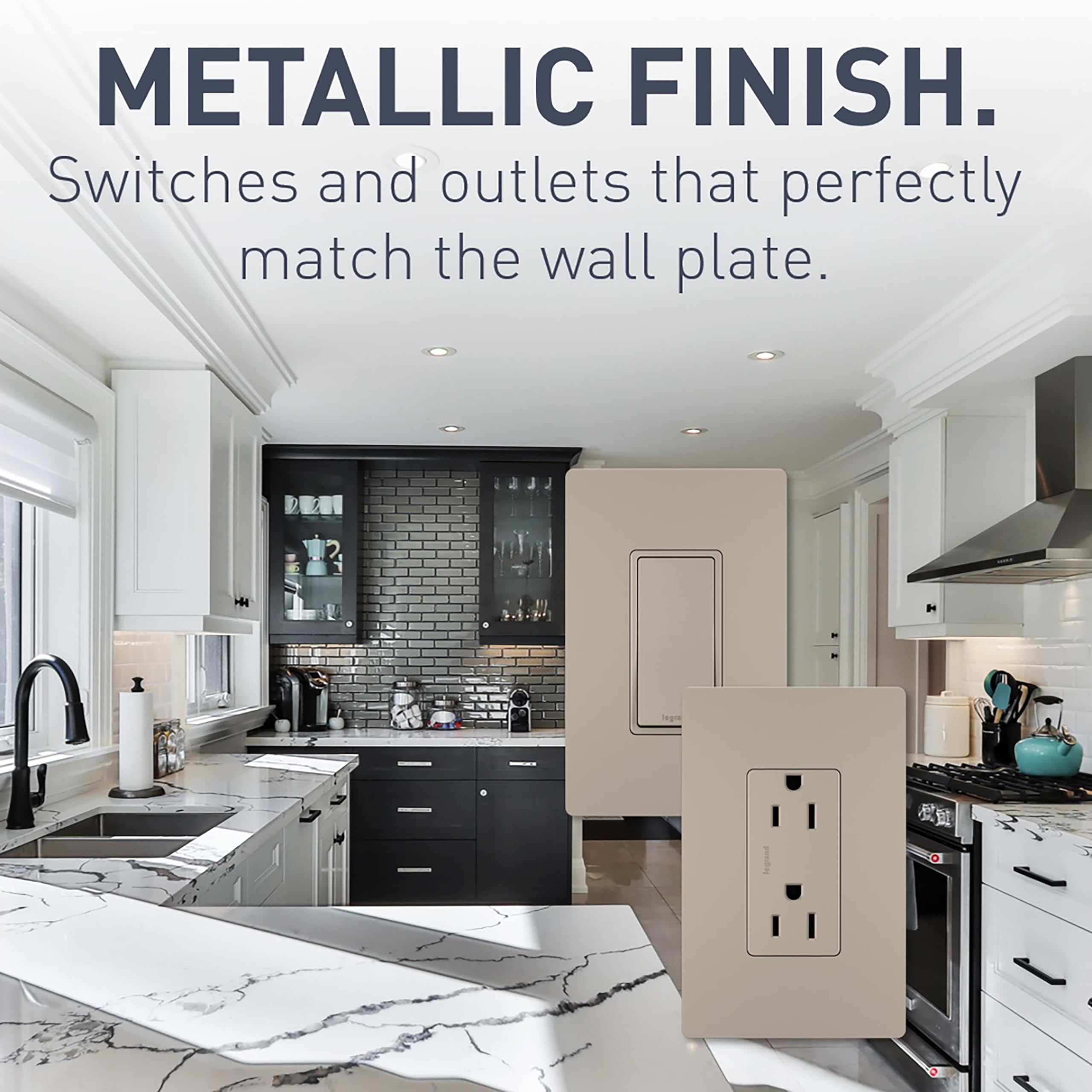 Legrand Radiant Screwless Wall Plates for Decorator Rocker Outlets - 1-Gang Brushed Nickel Cover (RWP26NICC6) - Perfect for Modern Home & Office Electrical Outlet Upgrades