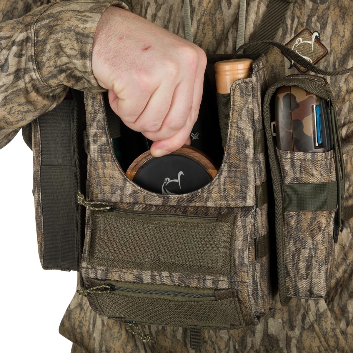 Drake Waterfowl Ol' Tom Turkey Camo Chest Pack Bino Harness - Mossy Oak Bottomland Camouflage for Hunting Gear - Perfect for Turkey Hunting, Bird Watching & Outdoor Adventures