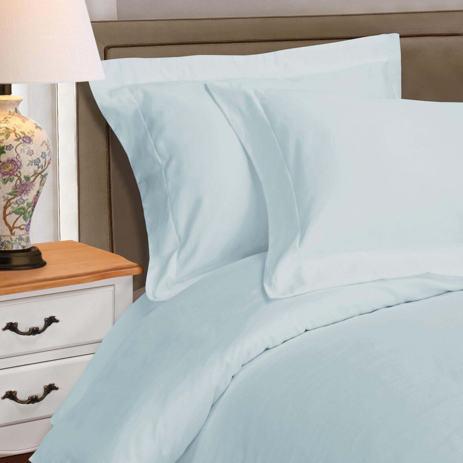 1000 Thread Count Egyptian Cotton Solid Duvet Cover Set - Luxury Bedding for Master Bedroom & Guest Room - Soft Breathable Duvet Cover for All Seasons