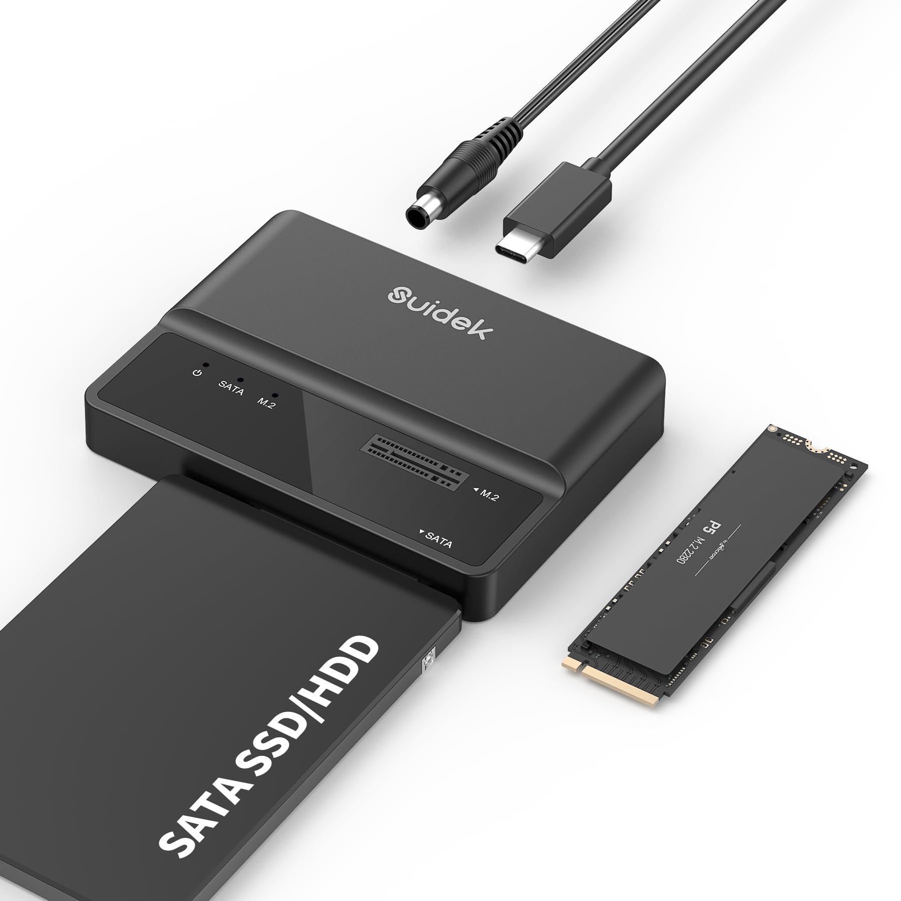 10Gbps USB to NVMe SSD Enclosure & SATA Adapter - Tool-Free M.2 External Hard Drive Reader for PCIe NVMe (M Key & M+B Key) & 2.5