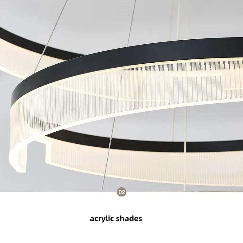 Modern LED Ring Chandelier Lighting Fixture - Dimmable Crystal Ceiling Light for Dining Room, Bedroom & Living Room Decor