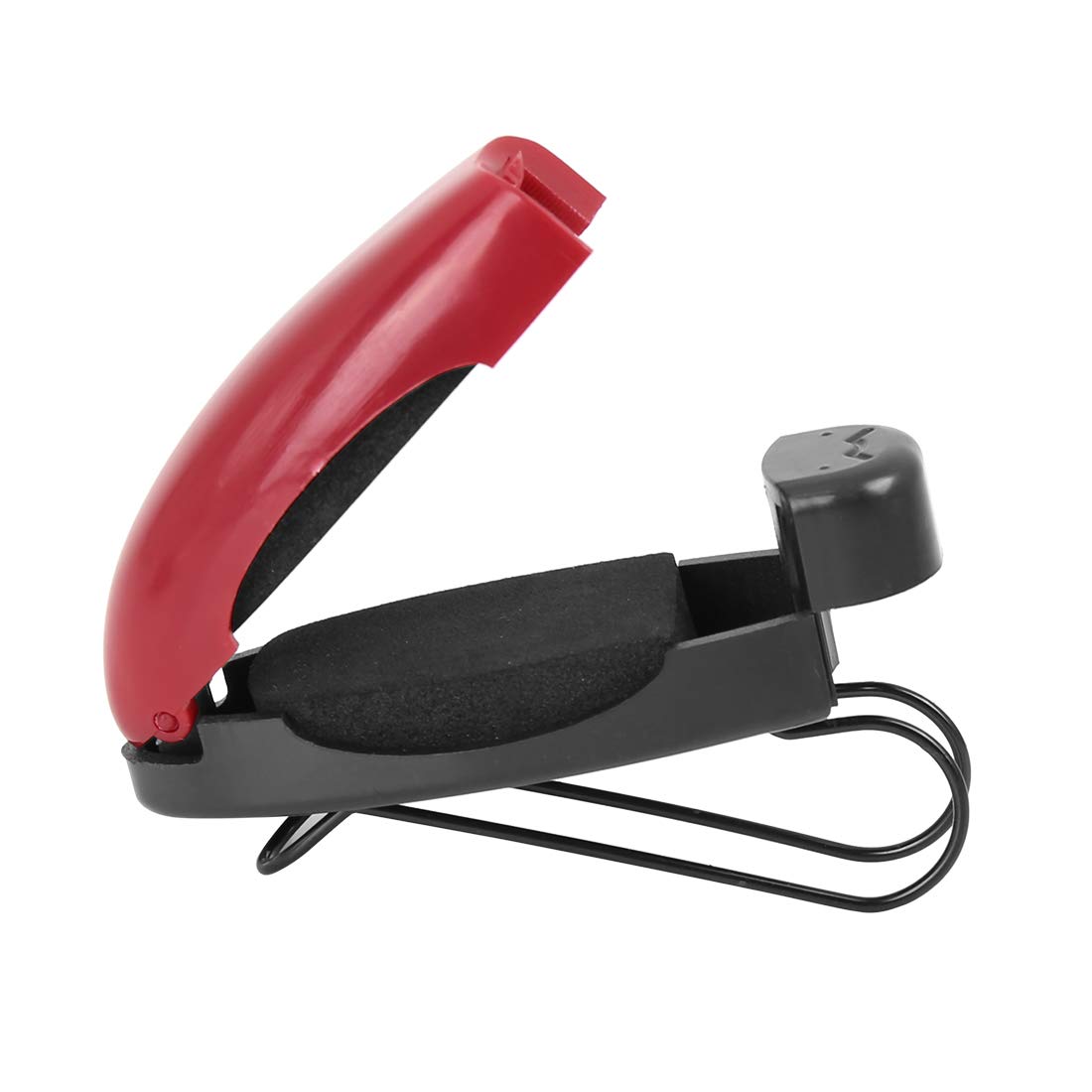 X AUTOHAUX 4-Piece Red & Black Plastic Car Sun Visor Clip - Universal Sunglasses & Card Holder for Sun Protection & Organization - Perfect for Road Trips, Commuting & Daily Driving