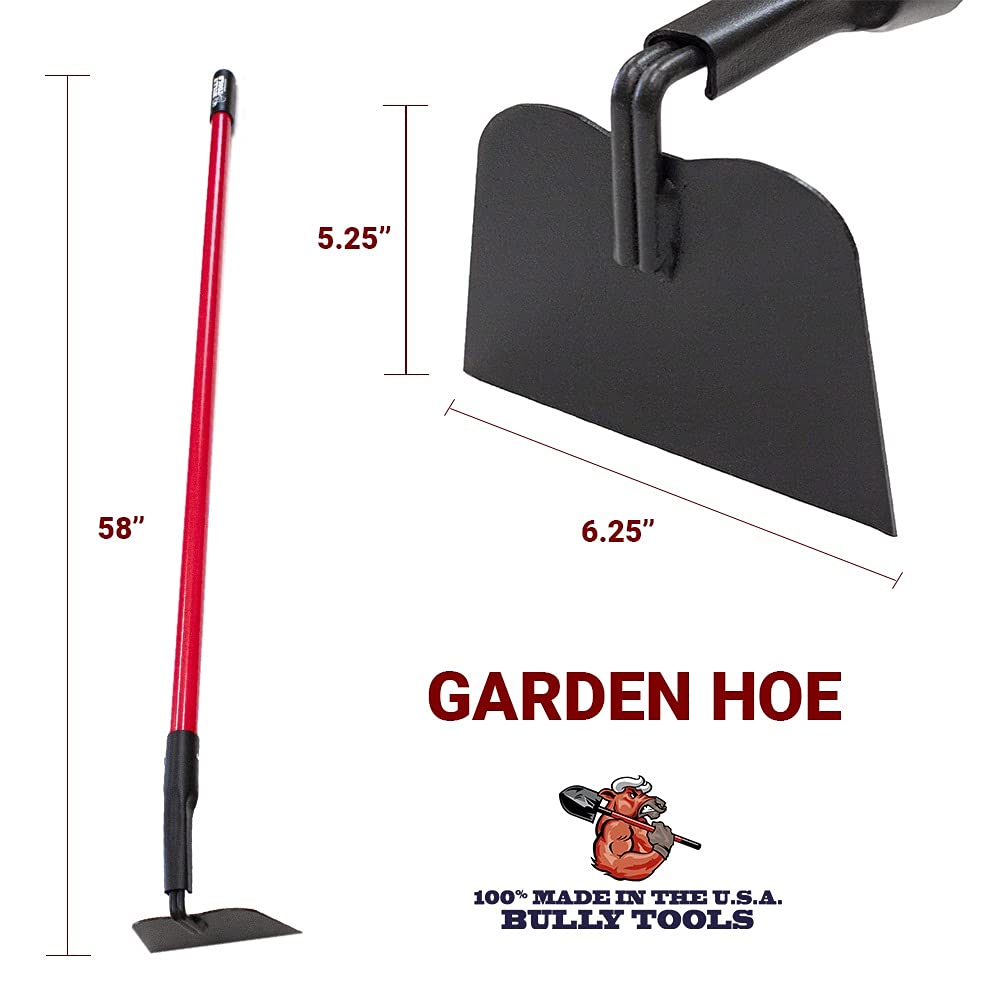 Bully Tools 92353 12-Gauge Steel Garden Hoe with Durable Fiberglass Handle - Perfect for Weeding, Cultivating & Soil Aeration in Home Gardens & Landscaping