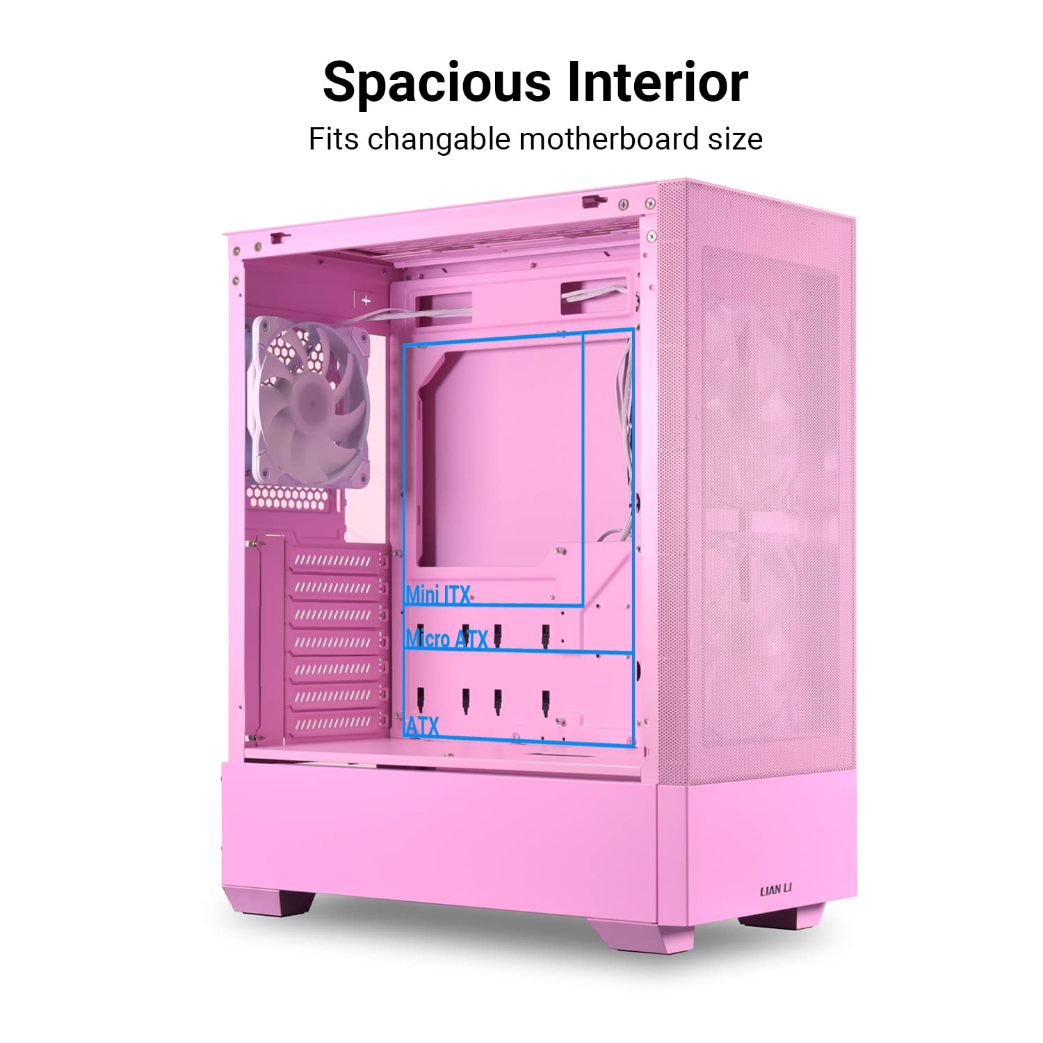LIAN LI LANCOOL 205 MESH C Pink ATX Mid-Tower PC Case - High Airflow Mesh Front Panel, 3 Pre-Installed ARGB PWM Fans, USB Type-C, Tempered Glass Side Panel - Perfect for RGB Gaming PC Builds & High-Performance Cooling Systems